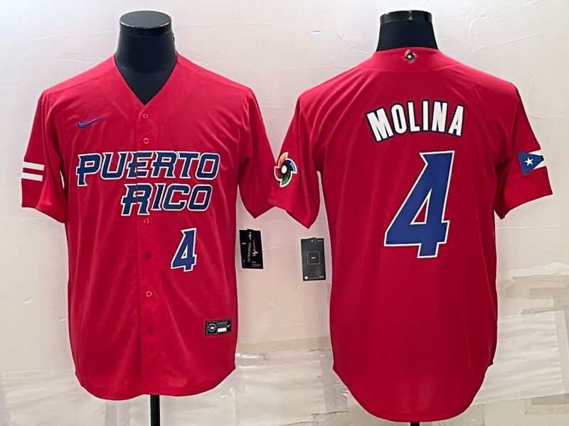 Men 2023 World Cub #4 Molina Red Nike MLB Jersey4->more jerseys->MLB Jersey